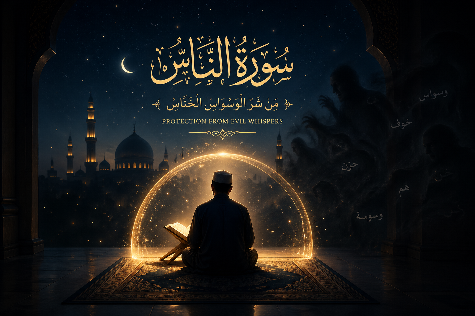 Surah Naas benefits and protection from evil whispers with Quran reading at night