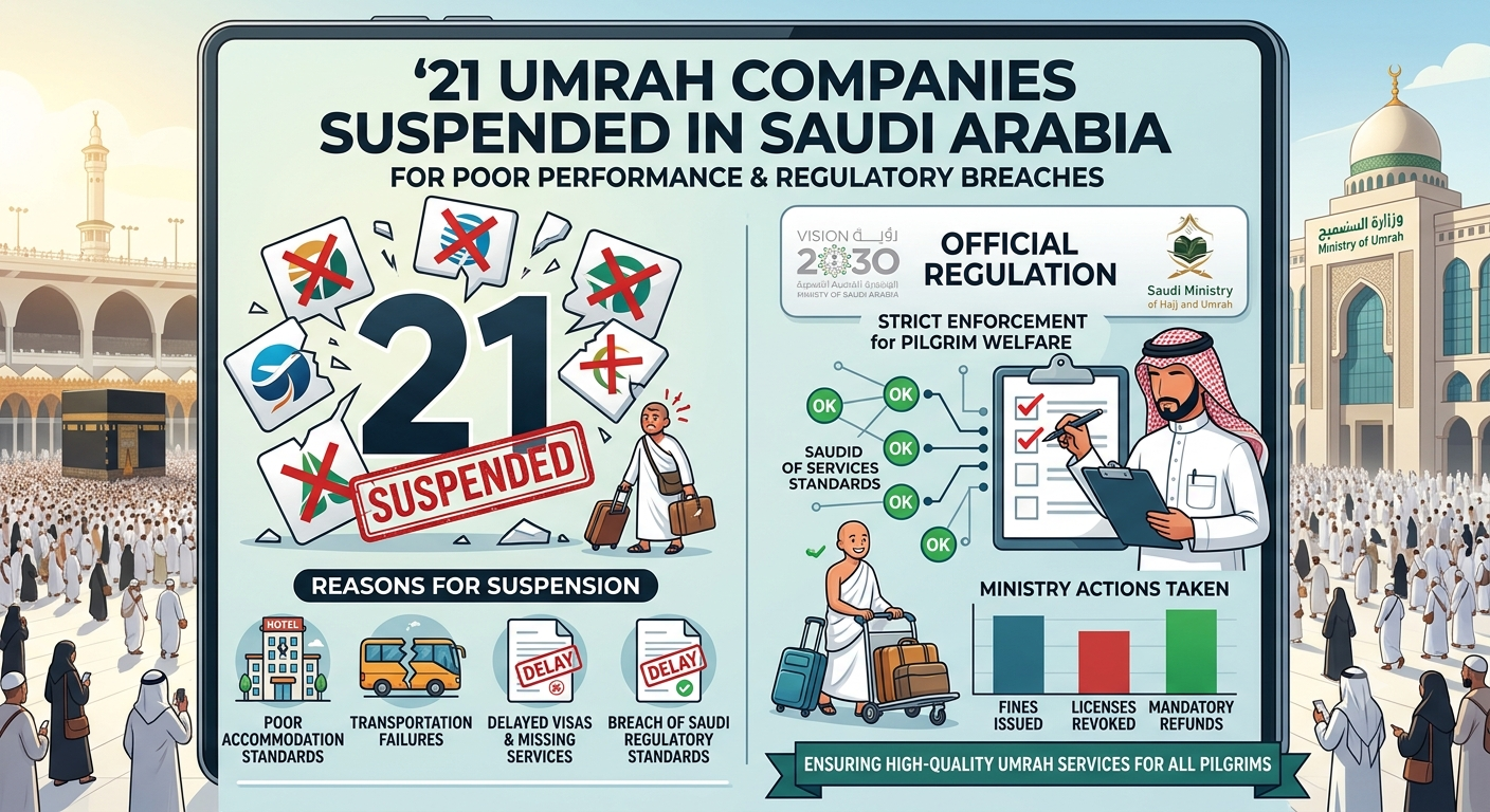 Pilgrims performing Umrah at the Grand Mosque in Makkah as Saudi authorities enforce stricter regulations on licensed Umrah companies